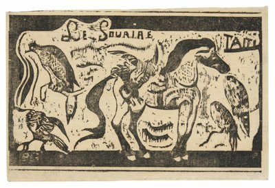 Een Paard en Vogels, kopstuk voor Le sourire door Paul Gauguin