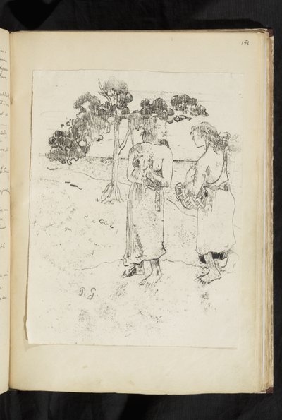 Avant et après - Twee vrouwen in gesprek in een landschap door Paul Gauguin
