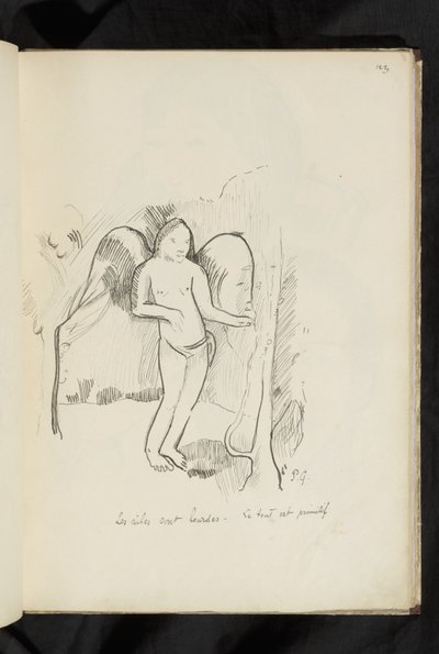 Avant et après - tekening "Les ailes sont lourdes. Le tout est primitif" door Paul Gauguin