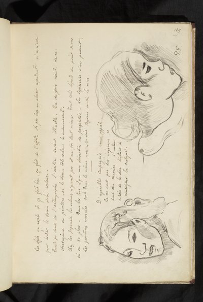 Avant et après - tekst en twee tekeningen van een meisjeshoofd door Paul Gauguin