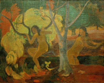 Baden op Tahiti door Paul Gauguin