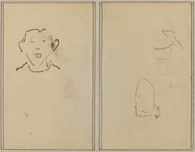 Gezicht van een Jongen; Twee Schapen door Paul Gauguin