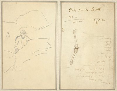 Bretonse Jongen in een Landschap; Studie van een Arm [verso] door Paul Gauguin