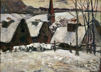 Bretons dorp onder de sneeuw door Paul Gauguin