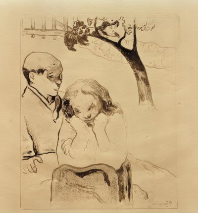 Bretonse vrouwen bij de barrière door Paul Gauguin