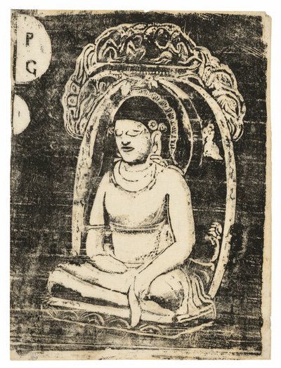Boeddha, uit de reeks late houtblokprenten door Paul Gauguin