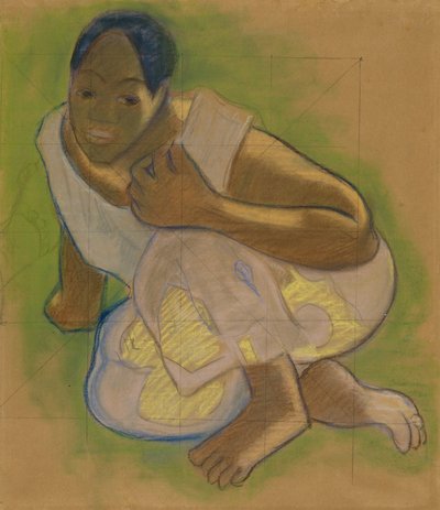 Hurkende Tahitiaanse Vrouw: Studie voor Nafea Faaipoipo door Paul Gauguin