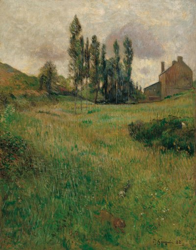Honden rennen in een weide, 1888 door Paul Gauguin
