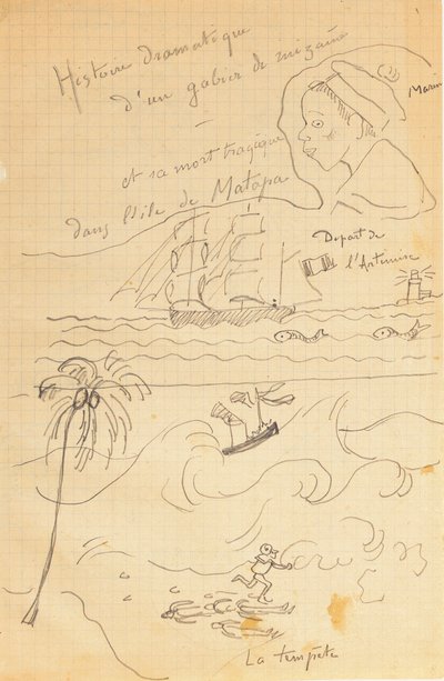 Tekening uit een album van tekeningen gemaakt voor de jonge Jacques Bousquet, Pont-Aven of Le Pouldu, 1889-90 door Paul Gauguin
