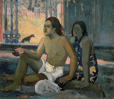Eiaha Ohipa of Tahitianen in een kamer door Paul Gauguin