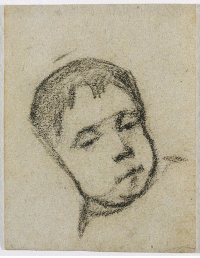 Emil Gauguin als Kind, Hoofd op een Kussen door Paul Gauguin