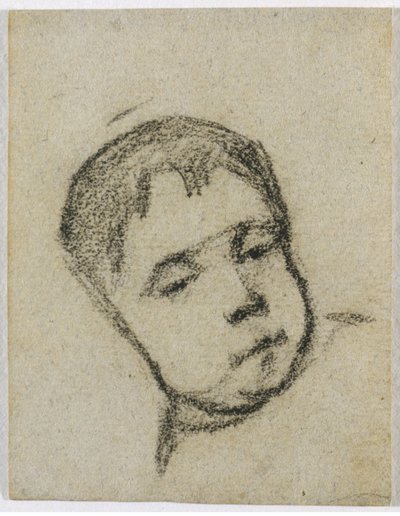 Emil Gauguin als kind, hoofd op een kussen, ca. 1875-76 (zwart krijt) door Paul Gauguin