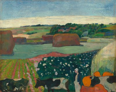 Hooibergen in Bretagne door Paul Gauguin
