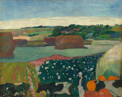 Hooibergen in Bretagne, 1890 door Paul Gauguin