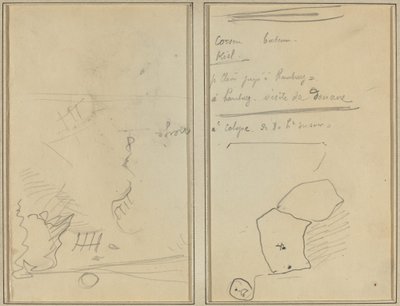 Hoofd van een Aap; Inventaris van Flessen en Dranken (verso) door Paul Gauguin