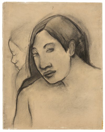 Hoofden van Tahitiaanse Vrouwen, Voor- en Zijaanzicht door Paul Gauguin