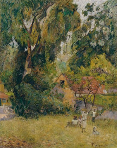 Hutten onder de Bomen door Paul Gauguin
