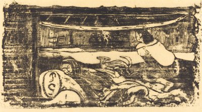 Interieur van een hut, in of na 1895 door Paul Gauguin