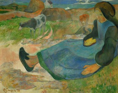 De koehoedster, of Jonge Bretonse door Paul Gauguin