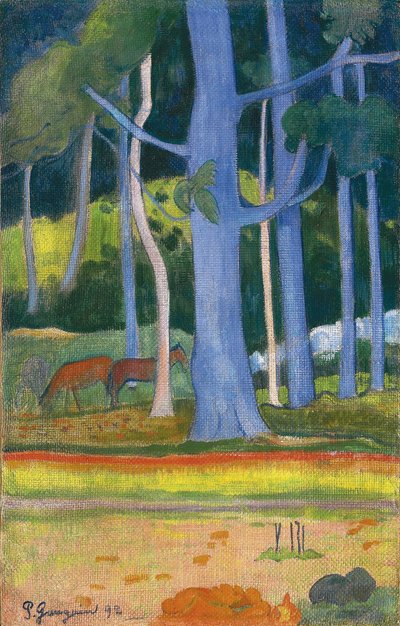 Landschap met blauwe bomen, 1892 door Paul Gauguin