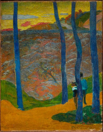 Les Arbres bleus. Vous y passerez, la belle. Blauwe Bomen. Jouw Beurt Komt, Mijn Schoonheid!, 1888 door Paul Gauguin