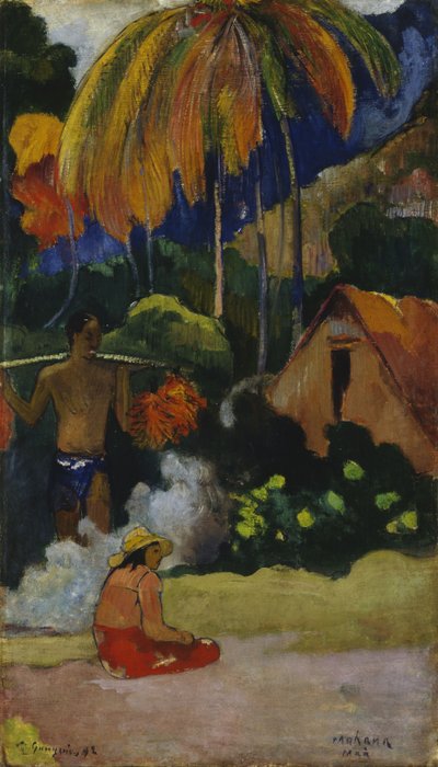 Mahana Maà Landschap in Tahiti door Paul Gauguin