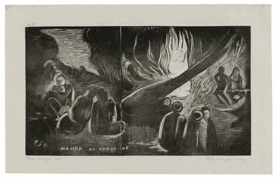 Mahna no varua ino (De Duivel Spreekt), uit de Noa Noa Suite door Paul Gauguin