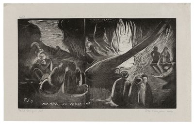 Mahna no varua ino (De duivel spreekt), uit de Noa Noa Suite door Paul Gauguin