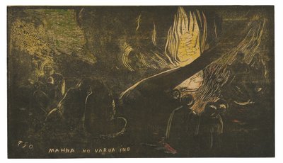 Mahna no varua ino (De duivel spreekt), uit de Noa Noa Suite door Paul Gauguin