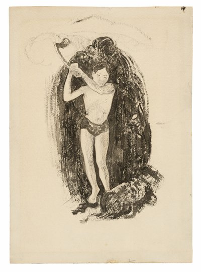 Man met een Bijl door Paul Gauguin
