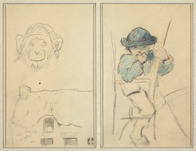 Aap en Huisje; Kleine Bretonse Jongen [recto] door Paul Gauguin