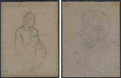 Moeder en kind (recto); profielsbuste van een man (verso) door Paul Gauguin