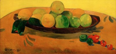 Stilleven met fruit en pepers door Paul Gauguin