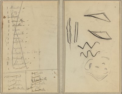 "Neige" (Sneeuw); Reisroute [recto] door Paul Gauguin