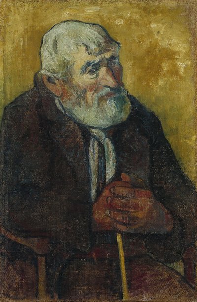 Oude man met een stok door Paul Gauguin