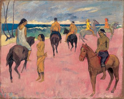 Te paard aan de kust II door Paul Gauguin