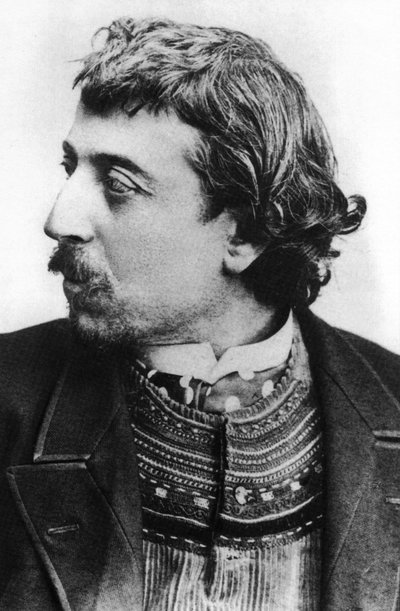 Paul Gauguin (1848-1903) Franse schilder hier in Kopenhagen in maart 1891 met een Bretonse trui, zelfportret opgedragen aan Carriere door Paul Gauguin