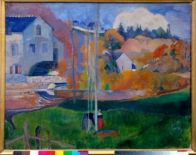 Landschap in Bretagne, de molen David Schilderij door Paul Gauguin (1848-1903) door Paul Gauguin