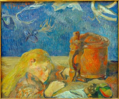 Portret van Clovis Gauguin (Het slapende kind) door Paul Gauguin