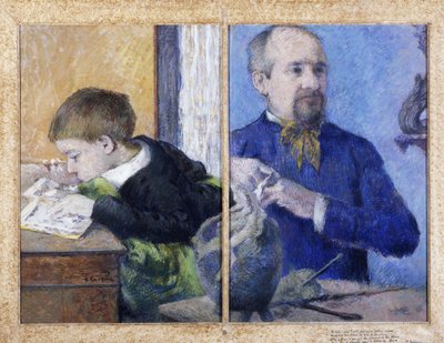 Portret van de beeldhouwer Jean-Paul Aubé 1837-1916 met zoon Emile, 1882 door Paul Gauguin