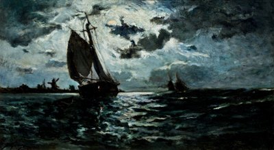 Zeilschip in het Maanlicht door Paul Gauguin