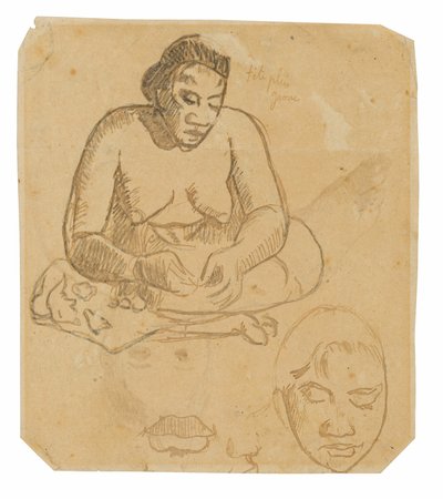 Zittende Tahitiaanse vrouw; Staande Tahitiaanse vrouw door Paul Gauguin
