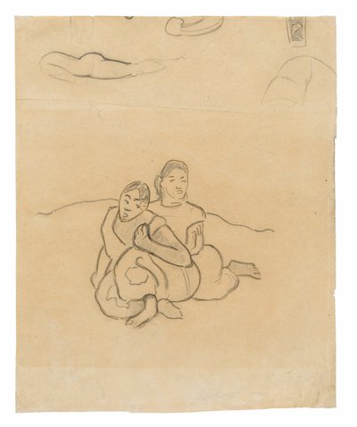 Zittende Tahitiaanse vrouwen (gerelateerd aan het schilderij Nafea faa ipoipo [Wanneer ga je trouwen?]) en andere schetsen door Paul Gauguin