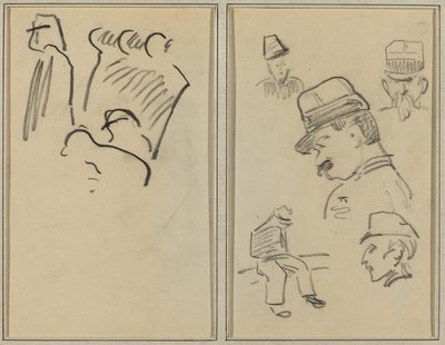 Soldaten; Vier soldaten en een zittende figuur [verso] door Paul Gauguin