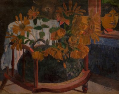 Zonnebloemen op een armstoel door Paul Gauguin