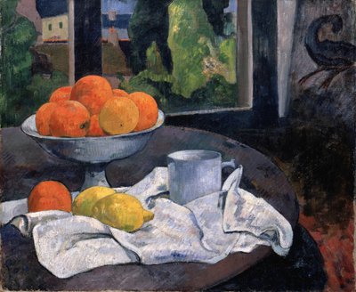 Stilleven met schaal fruit en citroenen door Paul Gauguin