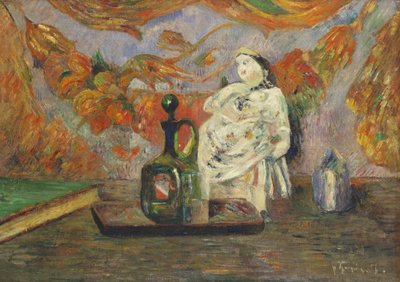 Stilleven met een keramisch beeldje door Paul Gauguin