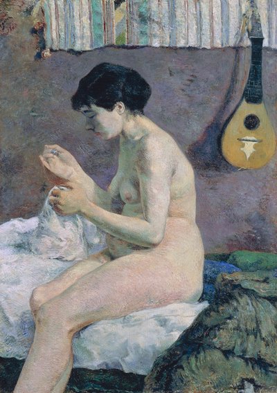 Studie van naakt, Suzanne aan het naaien door Paul Gauguin