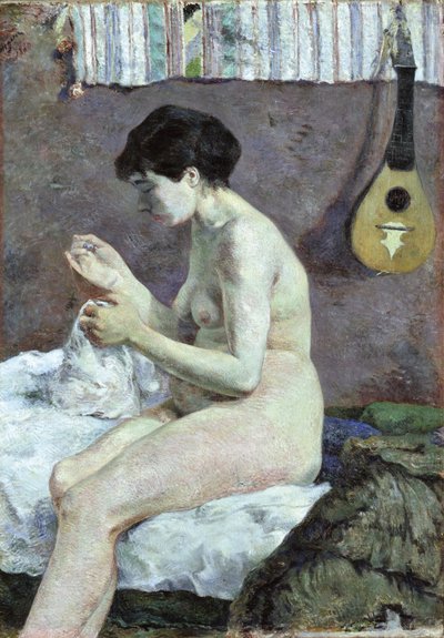 Studie van een naakte Suzanne die naait door Paul Gauguin