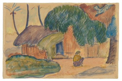 Tahitianse hut door Paul Gauguin